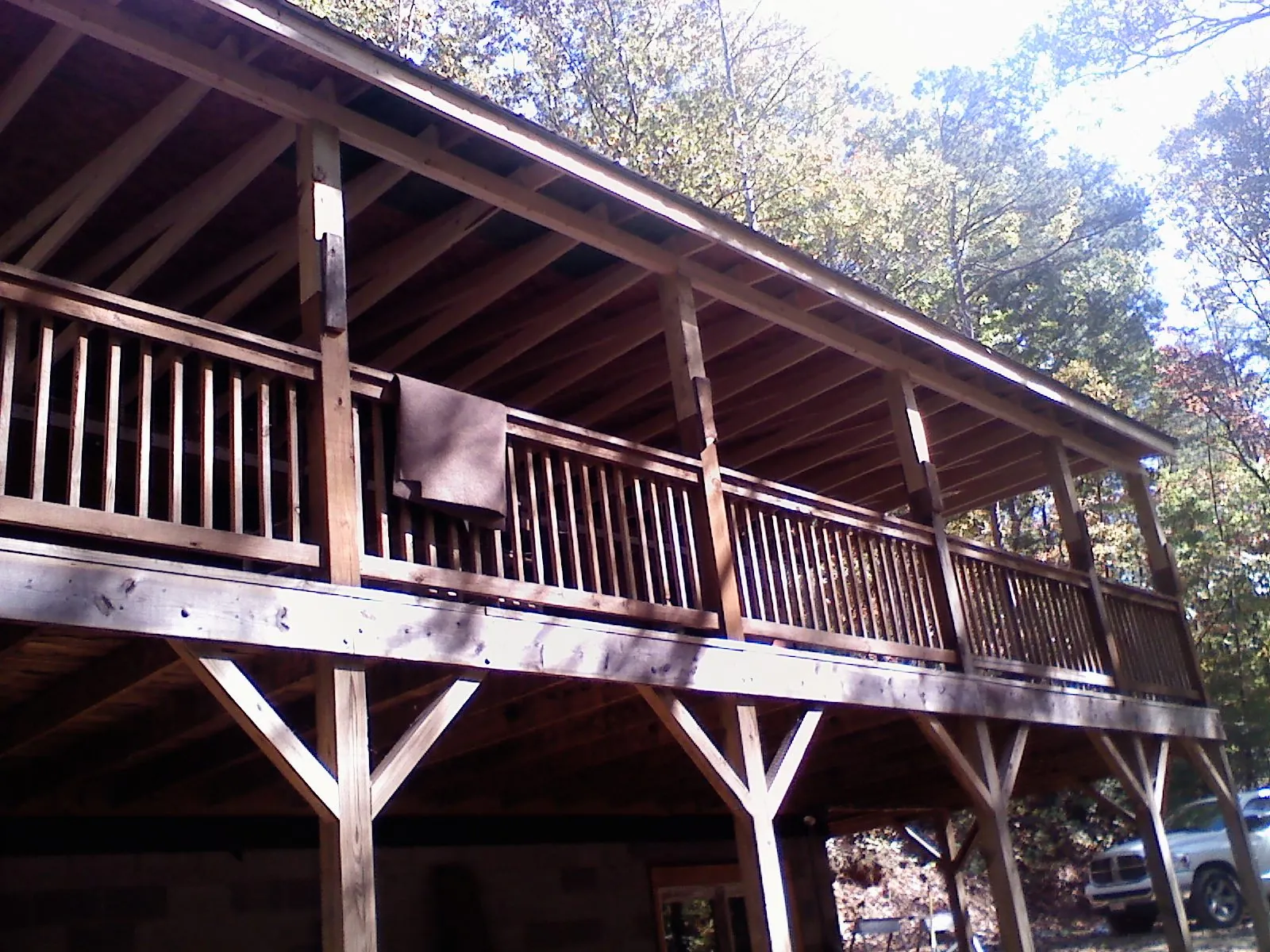 Timber framing under a new elevated porch and deck — Roof Leak Repair in Skippack by Roofing Brothers